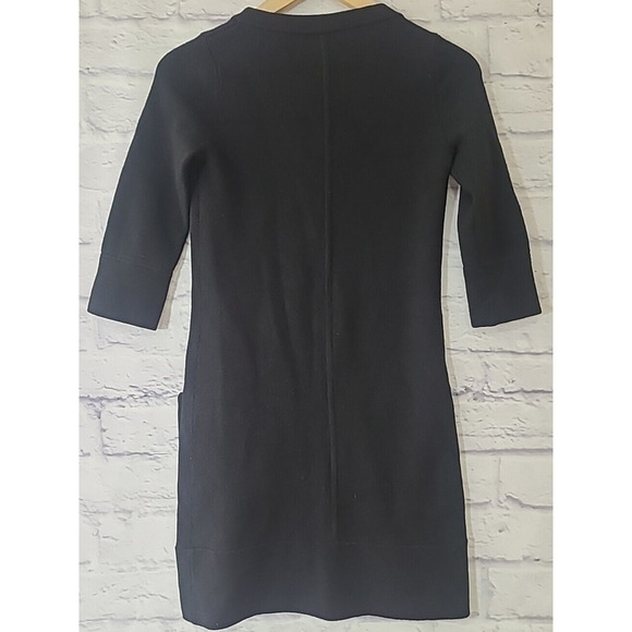 Club Monaco Tunic Sweater Dress Womens Small Black Merino Wool Career Minimalist - Picture 4 of 6